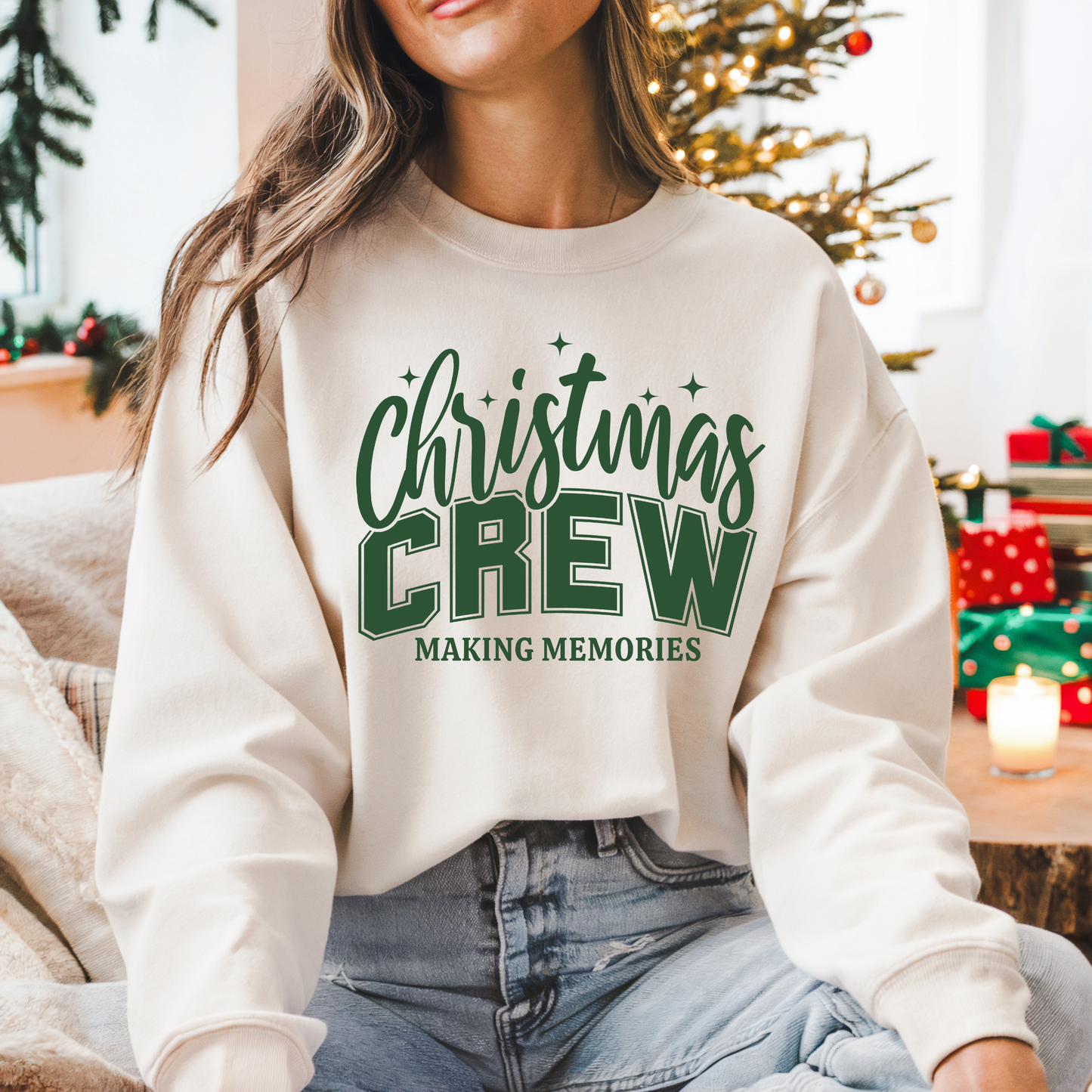 Christmas Crew – Making Memories Green Sweatshirt